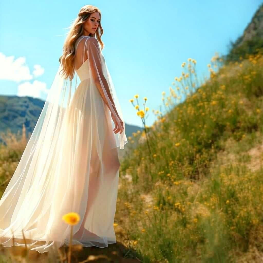 Maiden Goddess in Ethereal Summer Cape