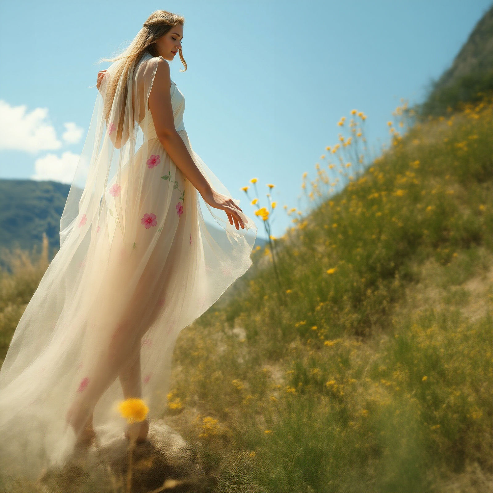 Maiden Goddess in Ethereal Summer Cape