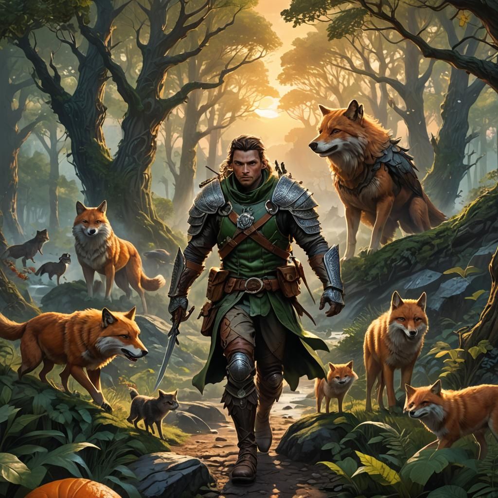 Ranger's Forest Run at Sunrise in Hyperrealism