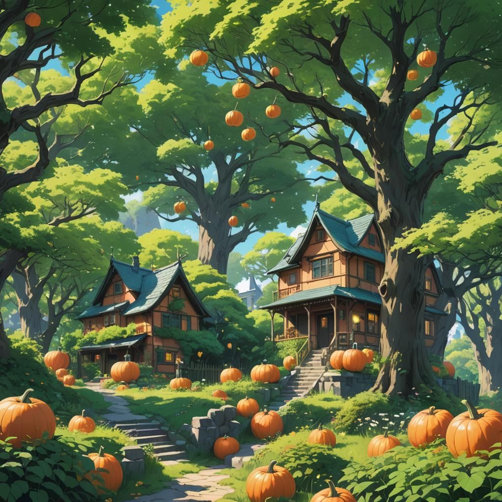 Spring Halloween: Anime Key Visual in Studio Ghibli Style