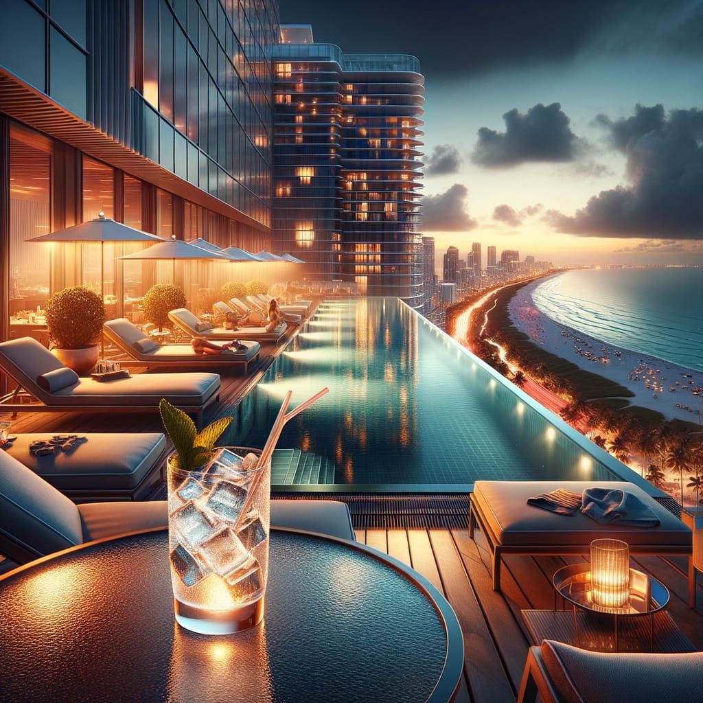Rooftop Pool at Sunset in Miami