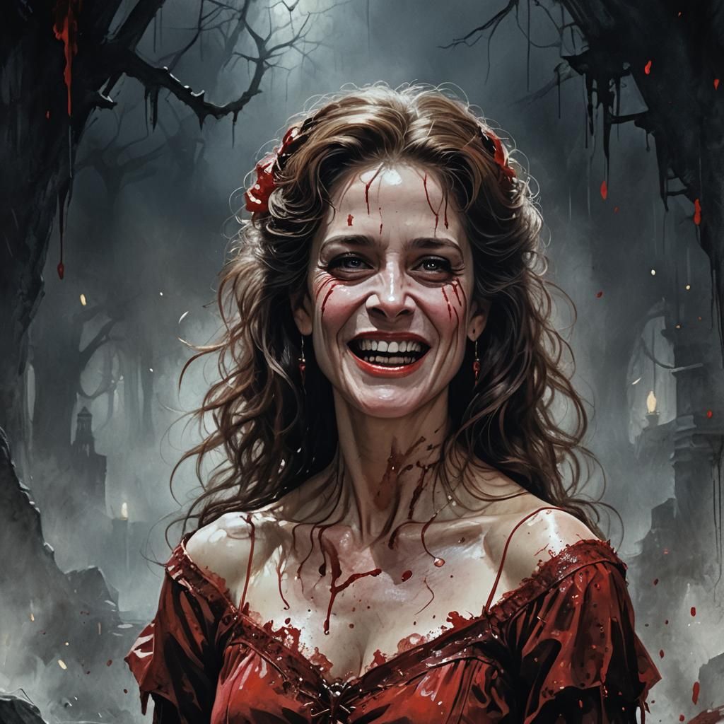 Evil Vampire Revels in Blood, Hyperdetailed Dark Fantasy