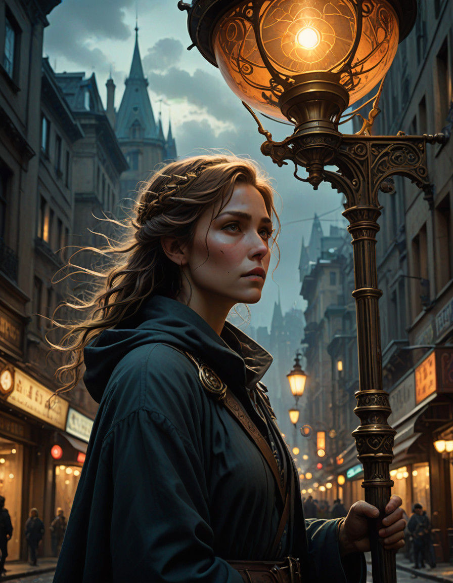 Elegant Prophet Illuminated by Cinematic Street Lamp Light