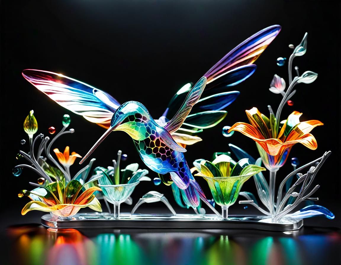 Iridescent Glass Hummingbird: A Glass Masterpiece