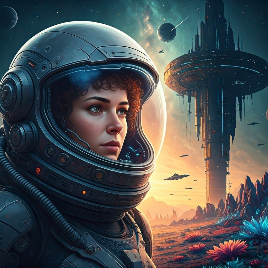 Brave Female Astronaut Explores Alien Planet in Futuristic S...