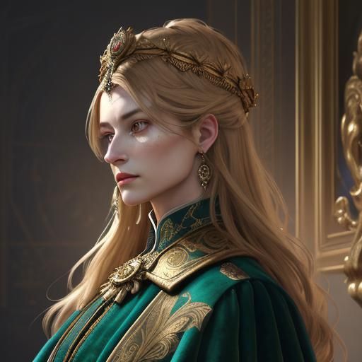 Majestic Emperor Portrait in Ornate Golden Armor