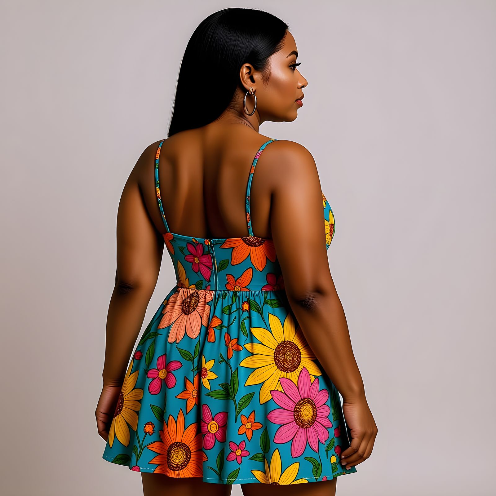 Curvy Woman in Sundress, Art Nouveau Style