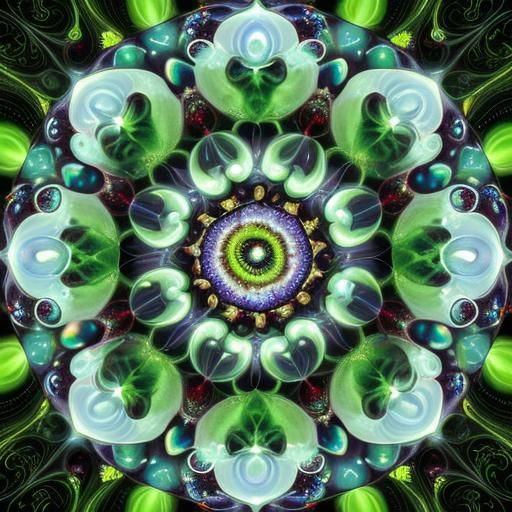 Bioluminescent Fractal Plants in Glass Snail Shell