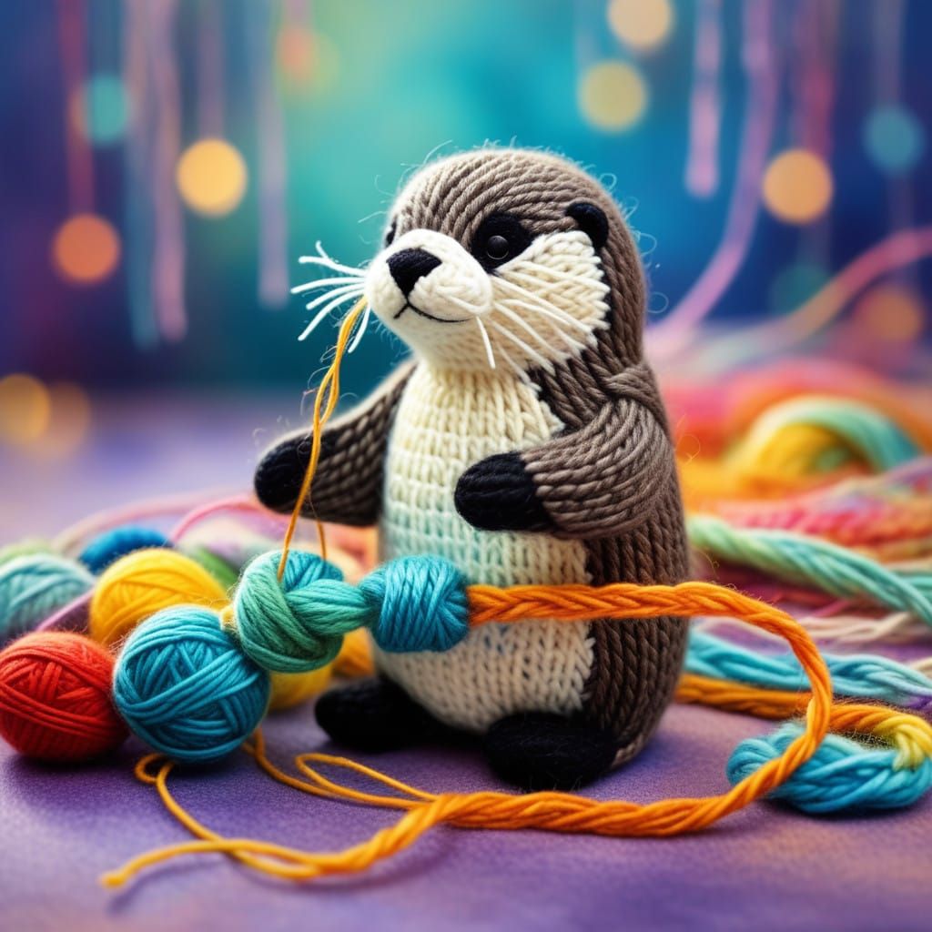 Otter Unravels Whimsical Stuffed Penguin Tapestry