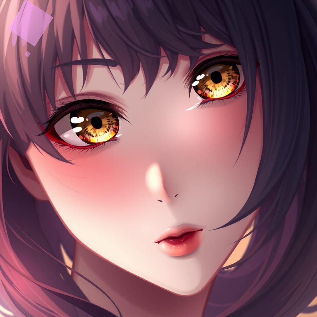 Anime Goddess Portrait with Golden Eyes