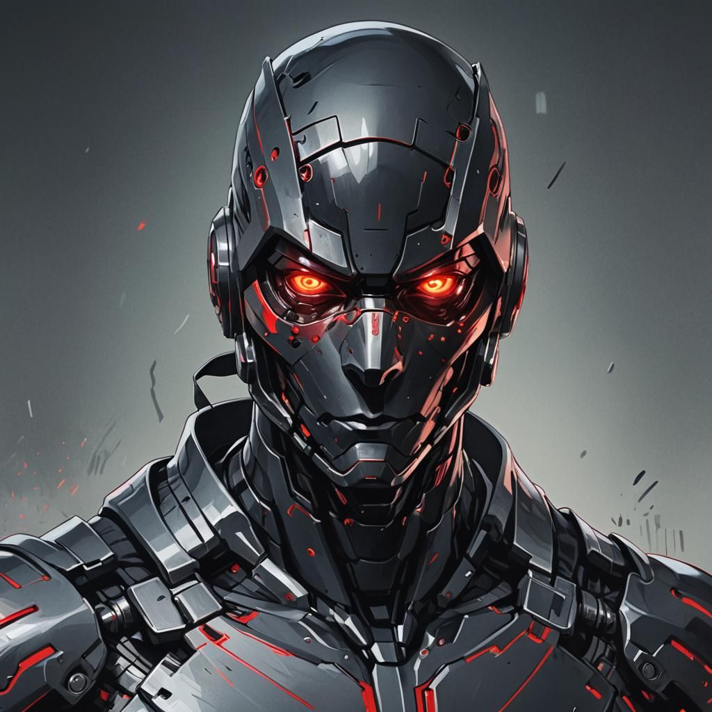 Cyborg Ninja Portrait in Anime Manga Style