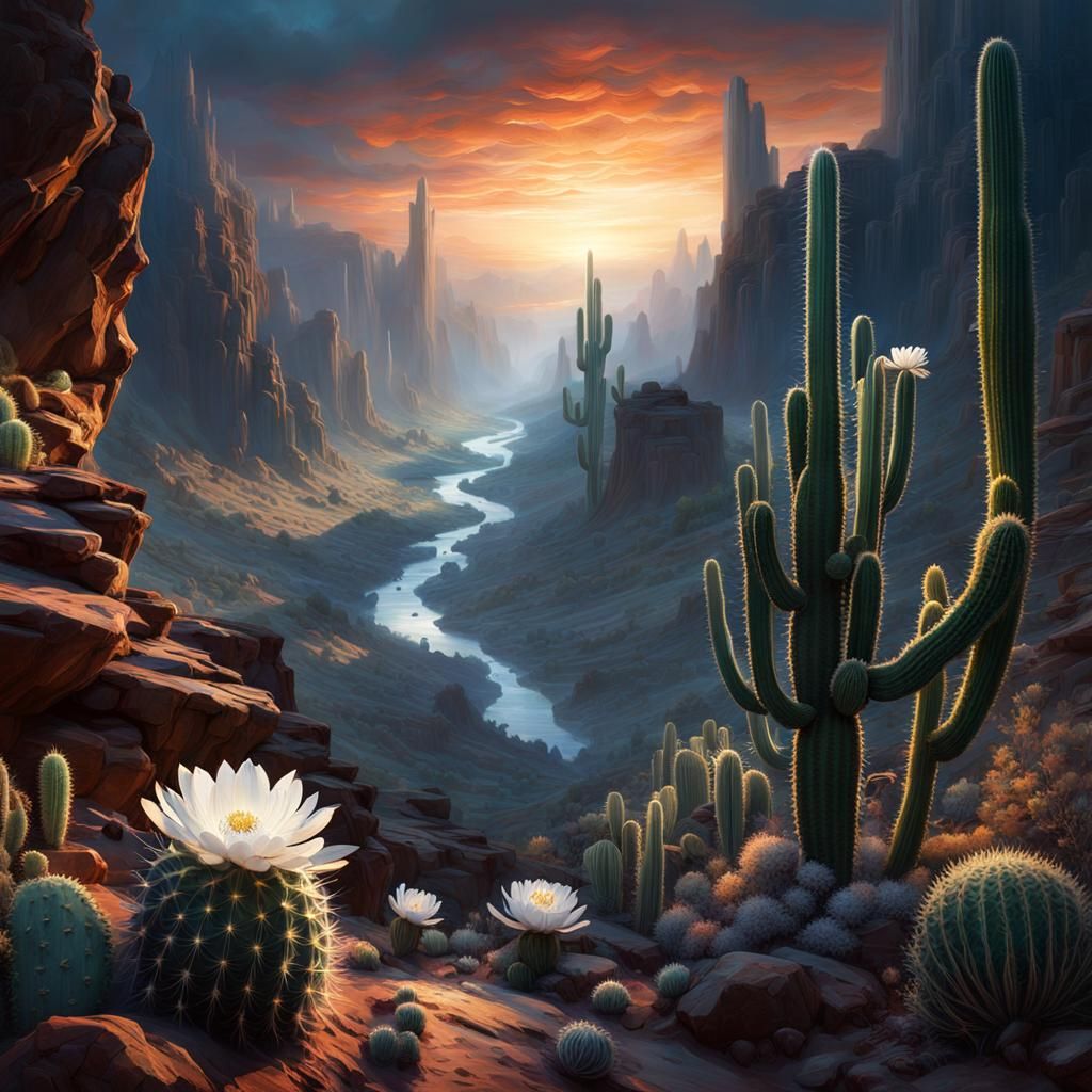 Fantasy Desert Canyon at Sunset
