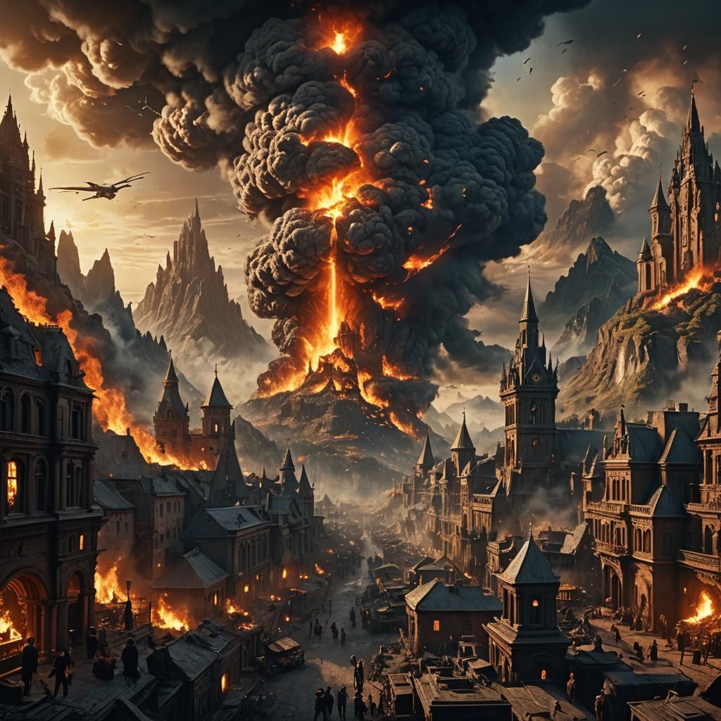 World Ablaze: Epic Cinematic Digital Painting