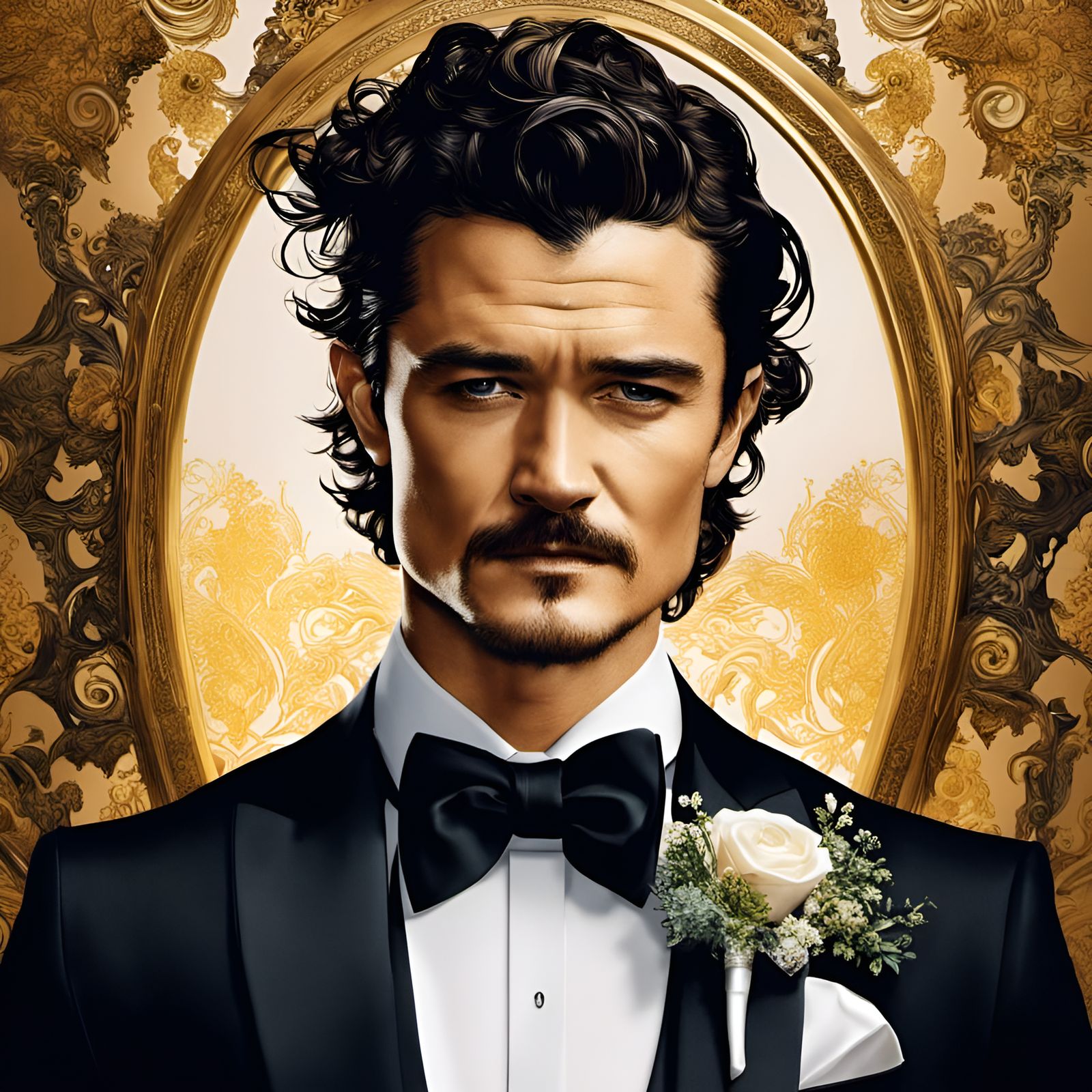 Man in Tuxedo: Intricate Digital Wedding Portrait