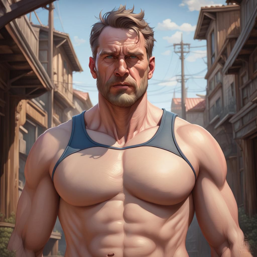 Detailed Portrait of a Man in Singlet