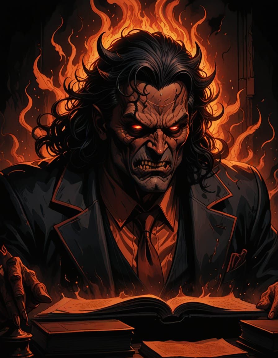 Demonic Lawyer Reigns Supreme in Hellish Courtroom