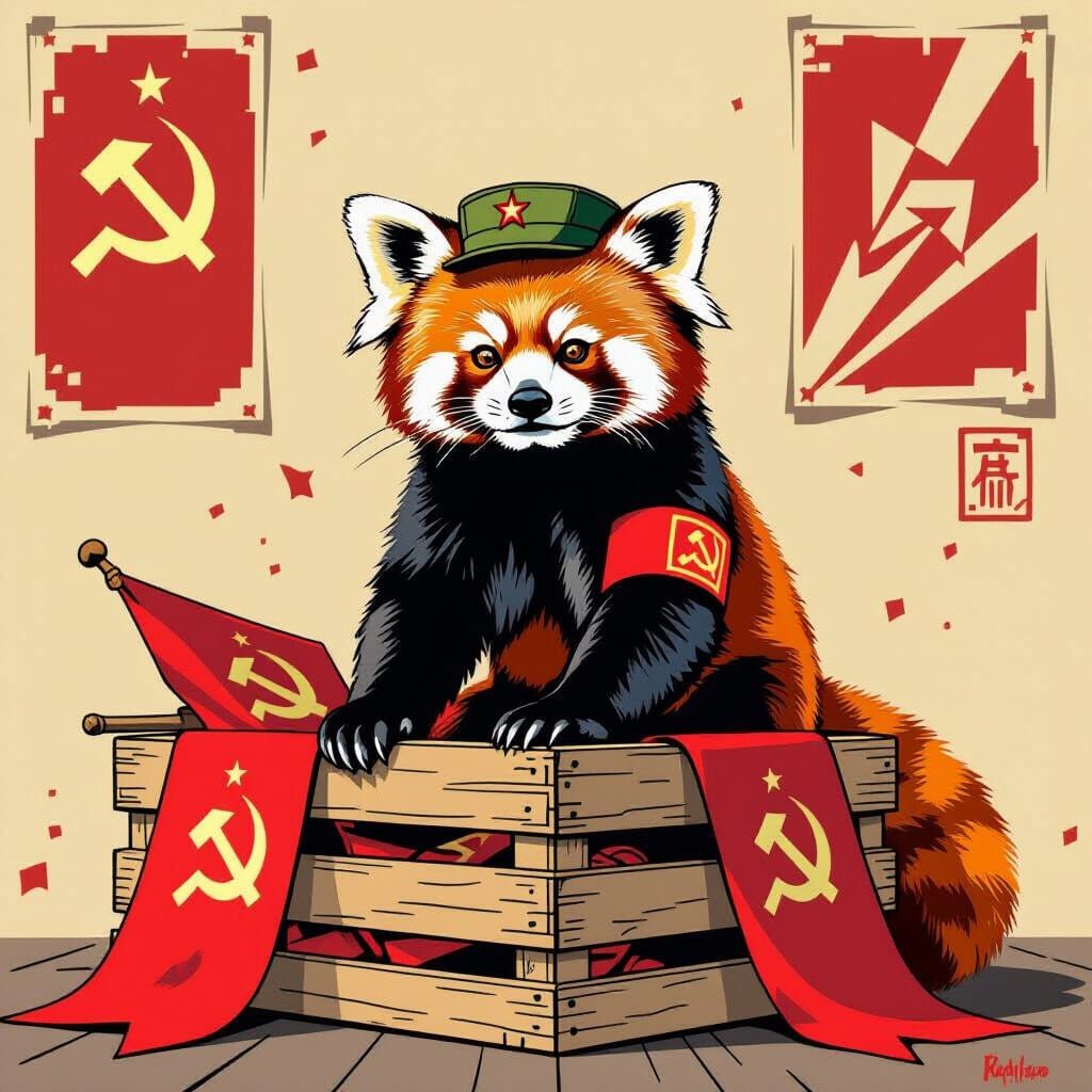 Red Panda in Soviet Constructivist Style