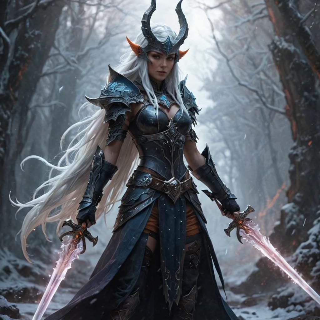 Icy Swords: Dark Fantasy Digital Art