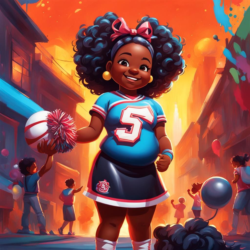 Cheerleader Graffiti Art: Fat Little Black Girl