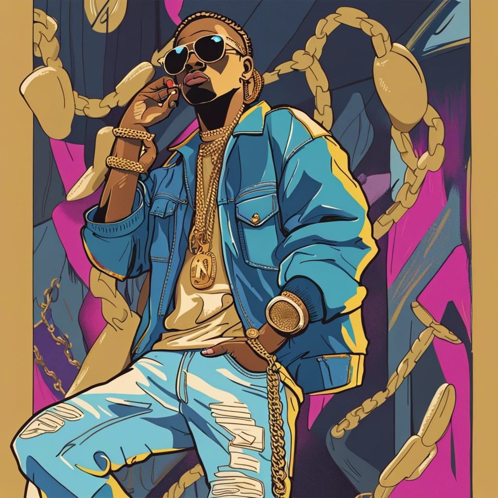 90s Hip-Hop Culture in Retro Hand-Drawn Style