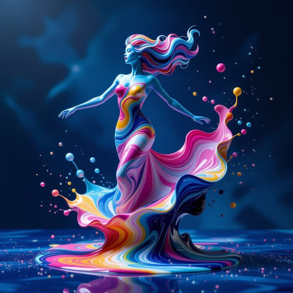 Vibrant Abstract Sculpture of Swirling Paint