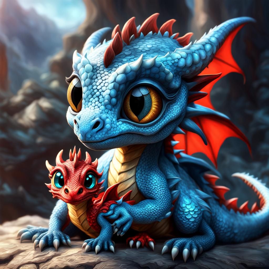 Cute Baby Dragons: Digital Matte Painting