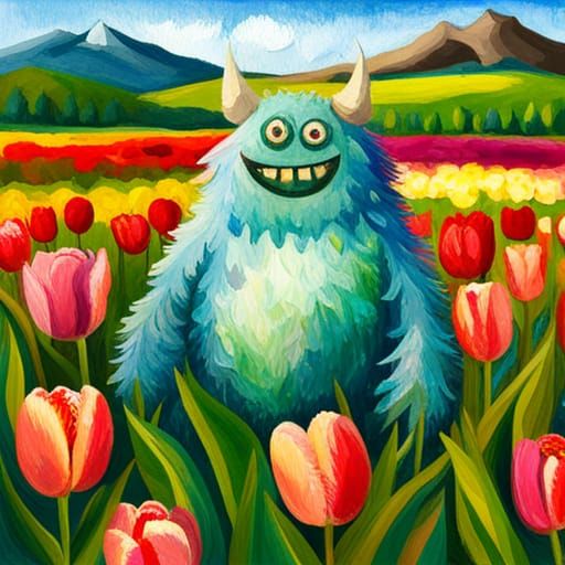 Furry Monster's Gouache-Style Tulip Garden