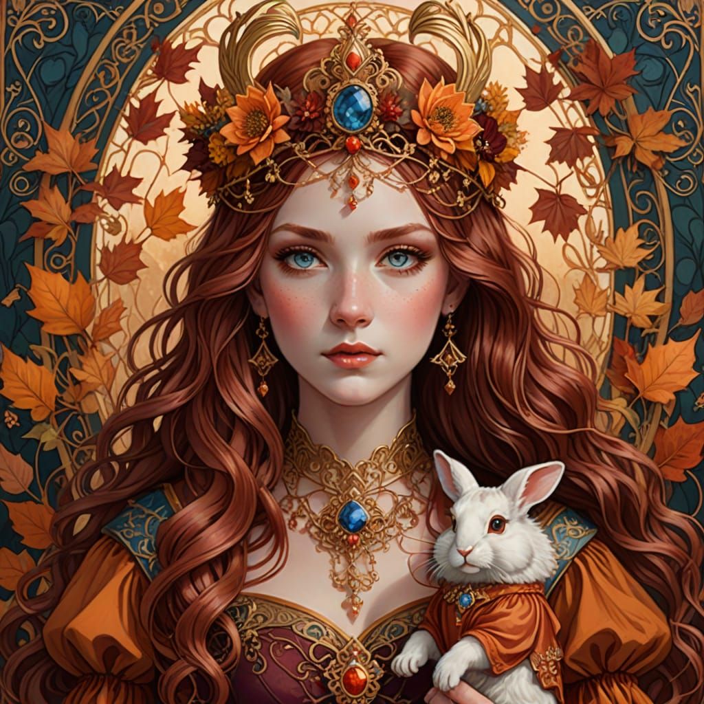 Fall Priestess in Renaissance Art Nouveau Style