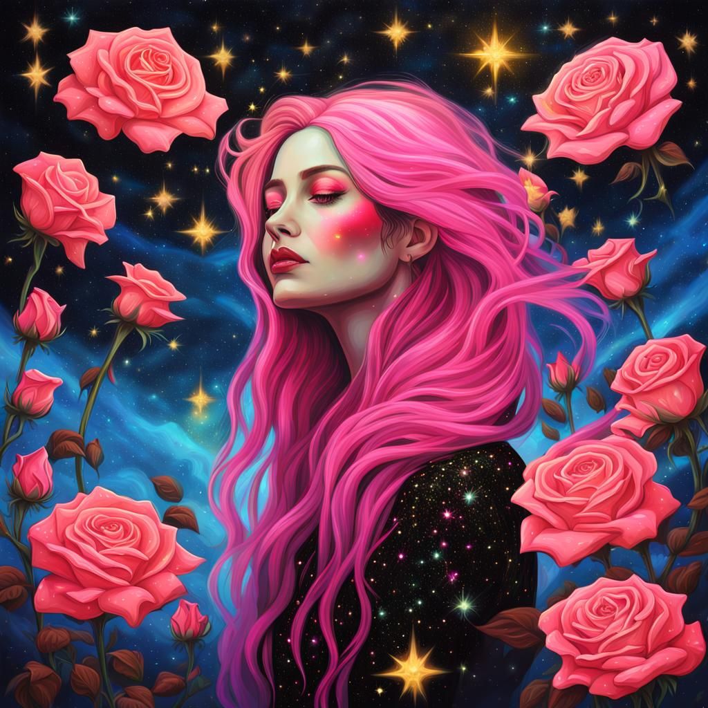 Goddess of Stars in Surrealist Oil Painting