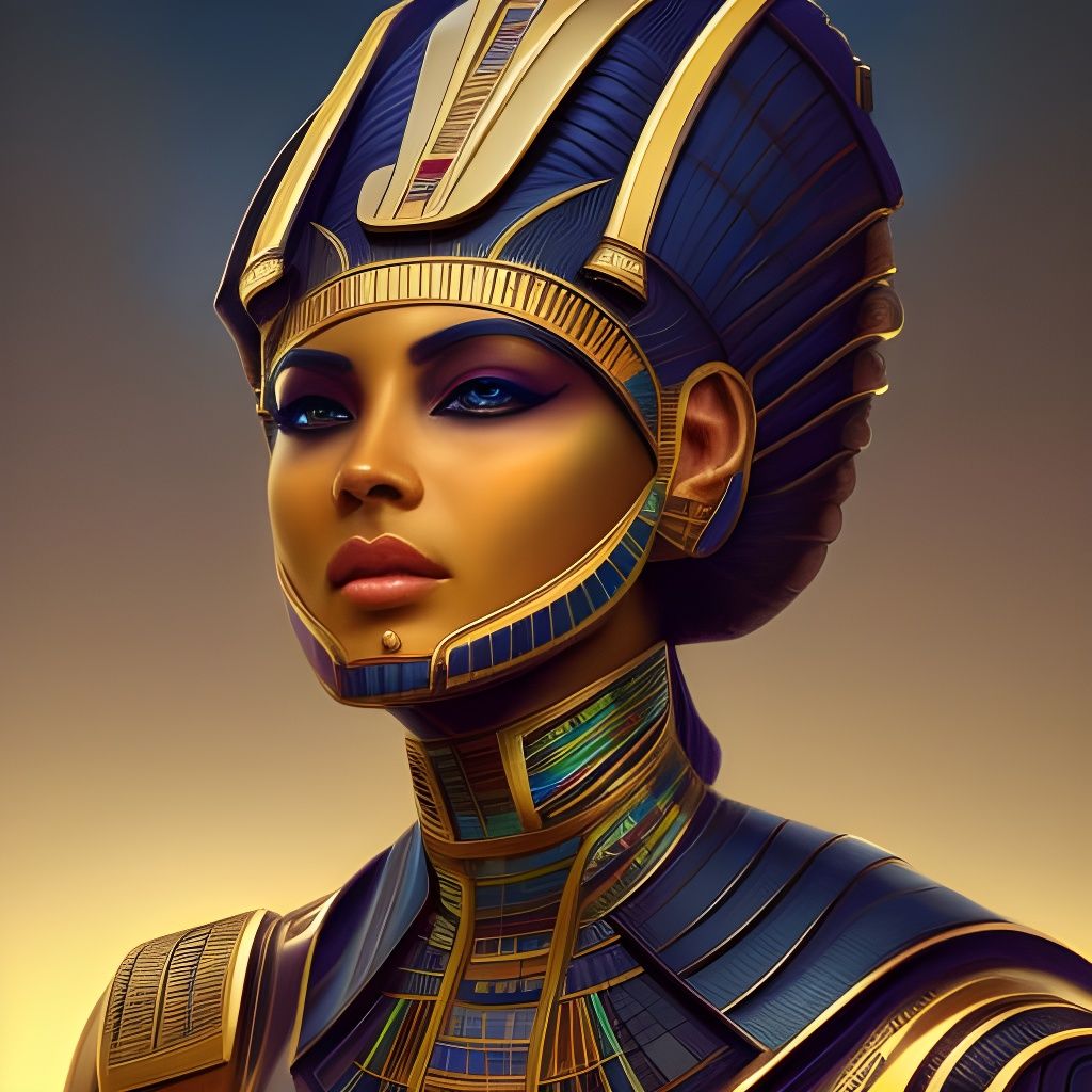 Futuristic Egyptian Monarch Portrait in Art Nouveau Style