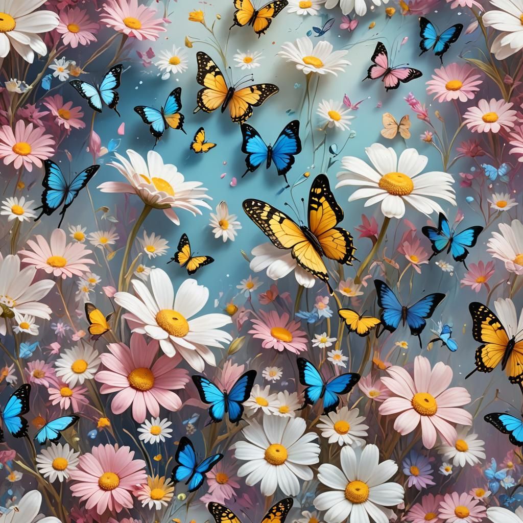 Pastel Shell with Butterflies and Flowers