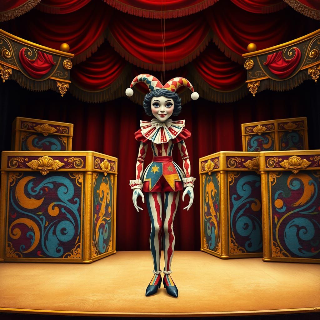 Harlequin Girl Marionette Steals the Show in 19th-Century Mu...