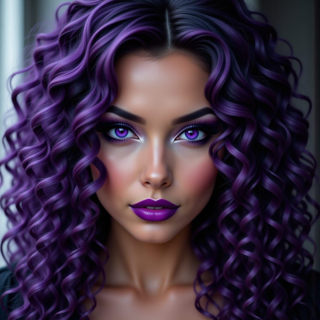 Glamorous Witch with Purple Eyes and Hair