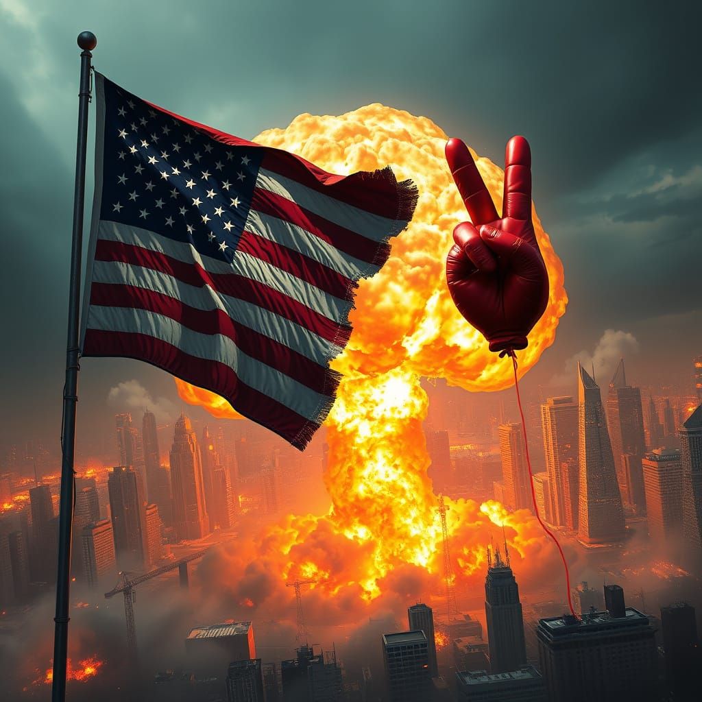 Surreal Cityscape Devastation in a Fantastical Nuclear Explo...