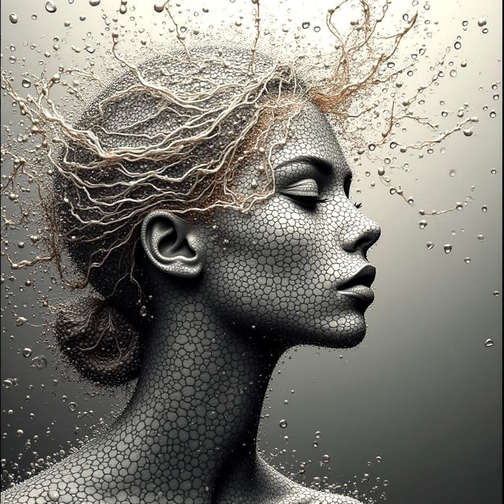 Intricate Vogue Silhouettes Flowing on Molecules