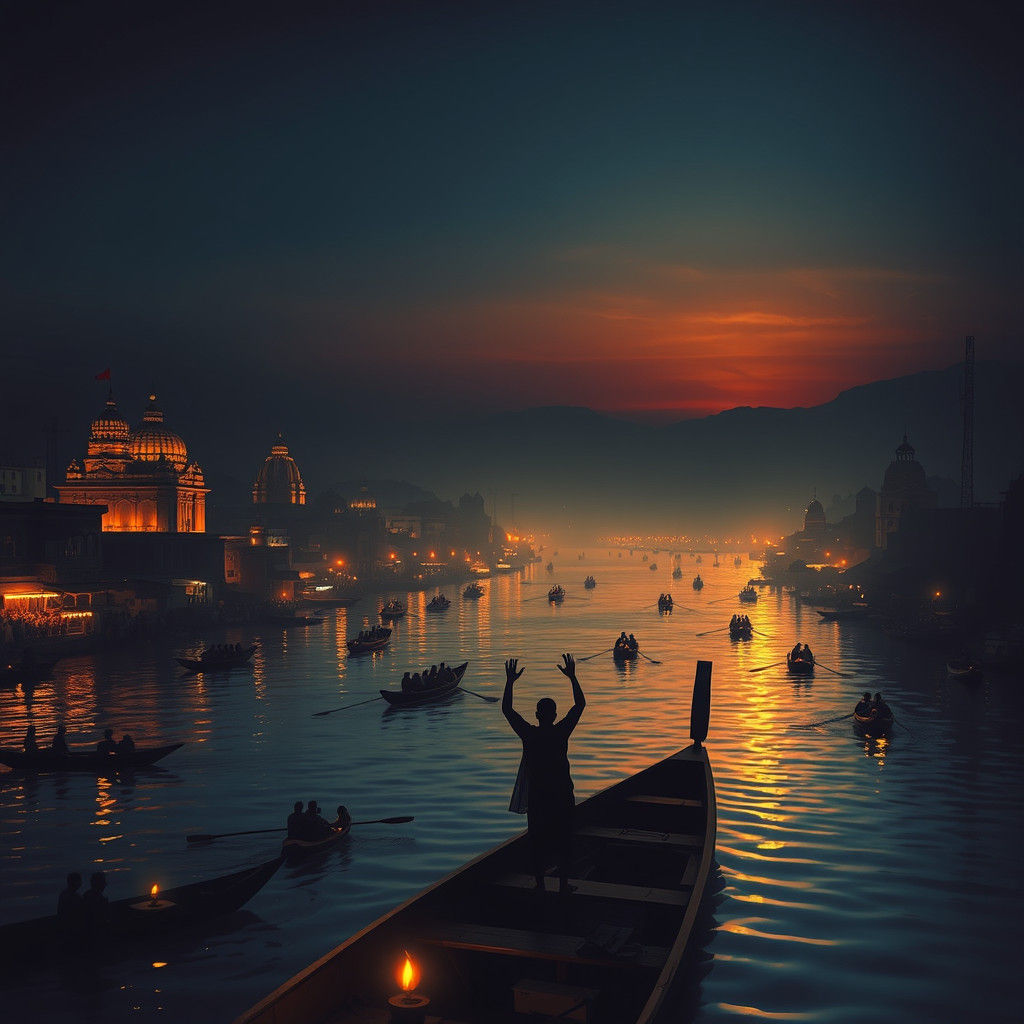 Varanasi Cityscape at Dawn on the Ganga River