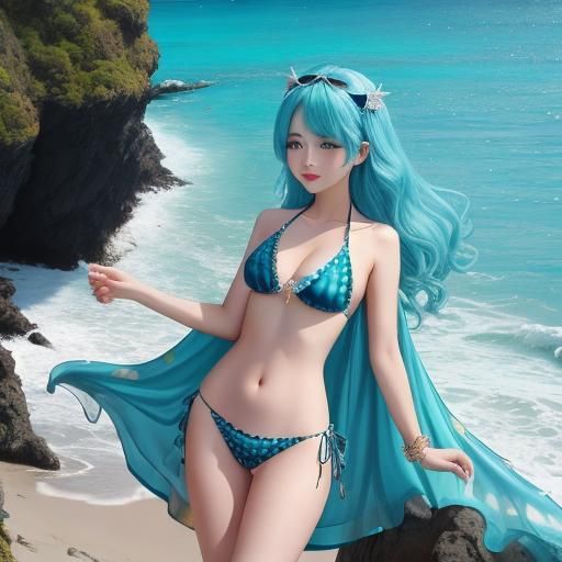 Sea Witch in Shell Bikini Digital Art