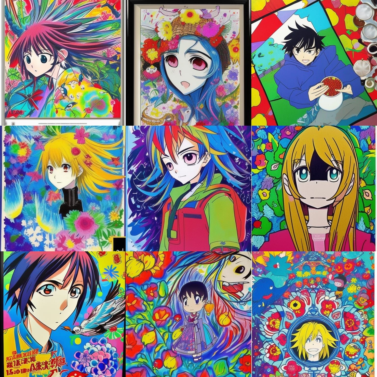 Anime Portrait Feeding Birds in Park, Disney Style