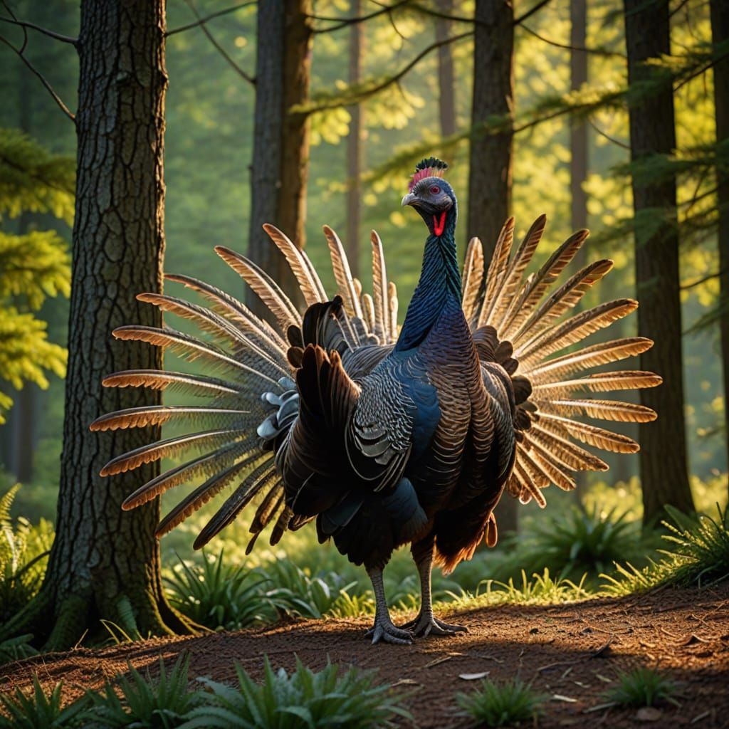 Courting Turkey in Emerald Landscape