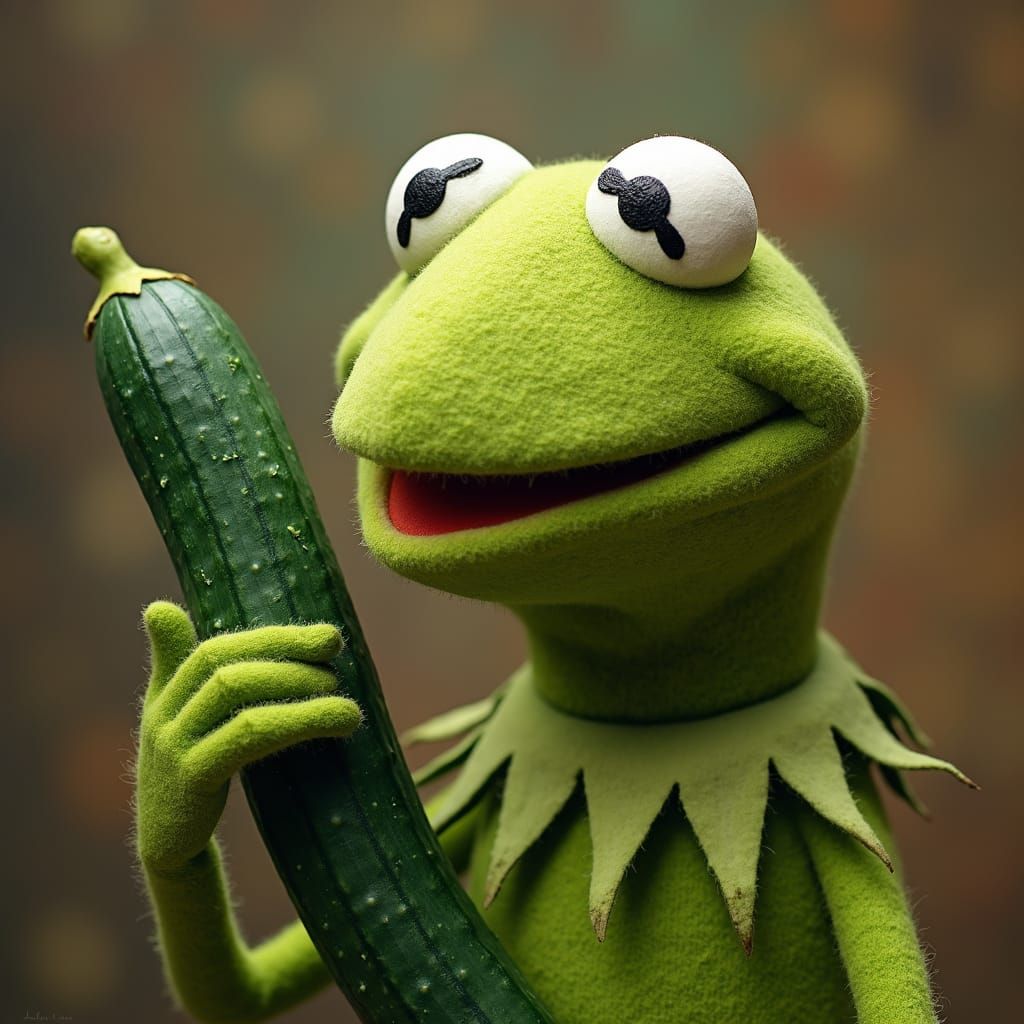 Kermit Stroking Cucumber in Jim Henson Style