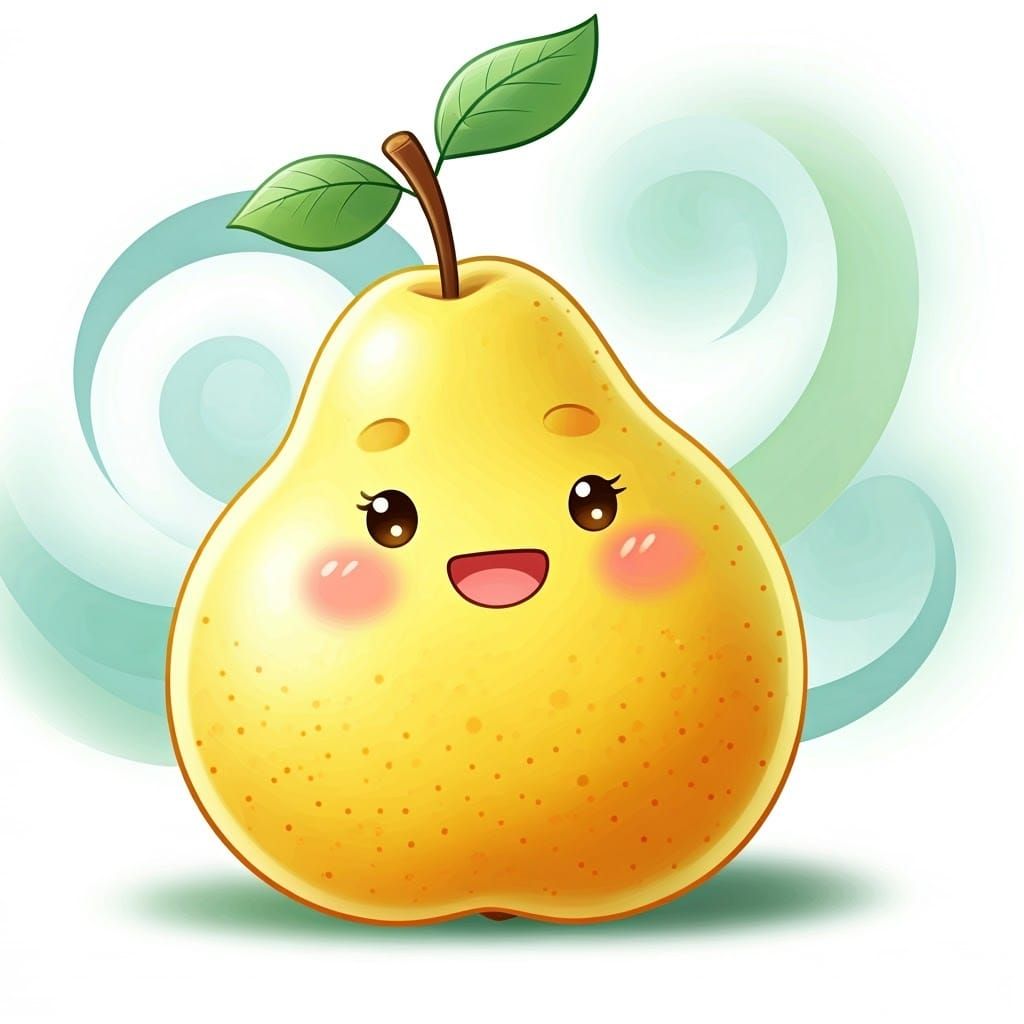 A cute happy Asian Pear (anime)
