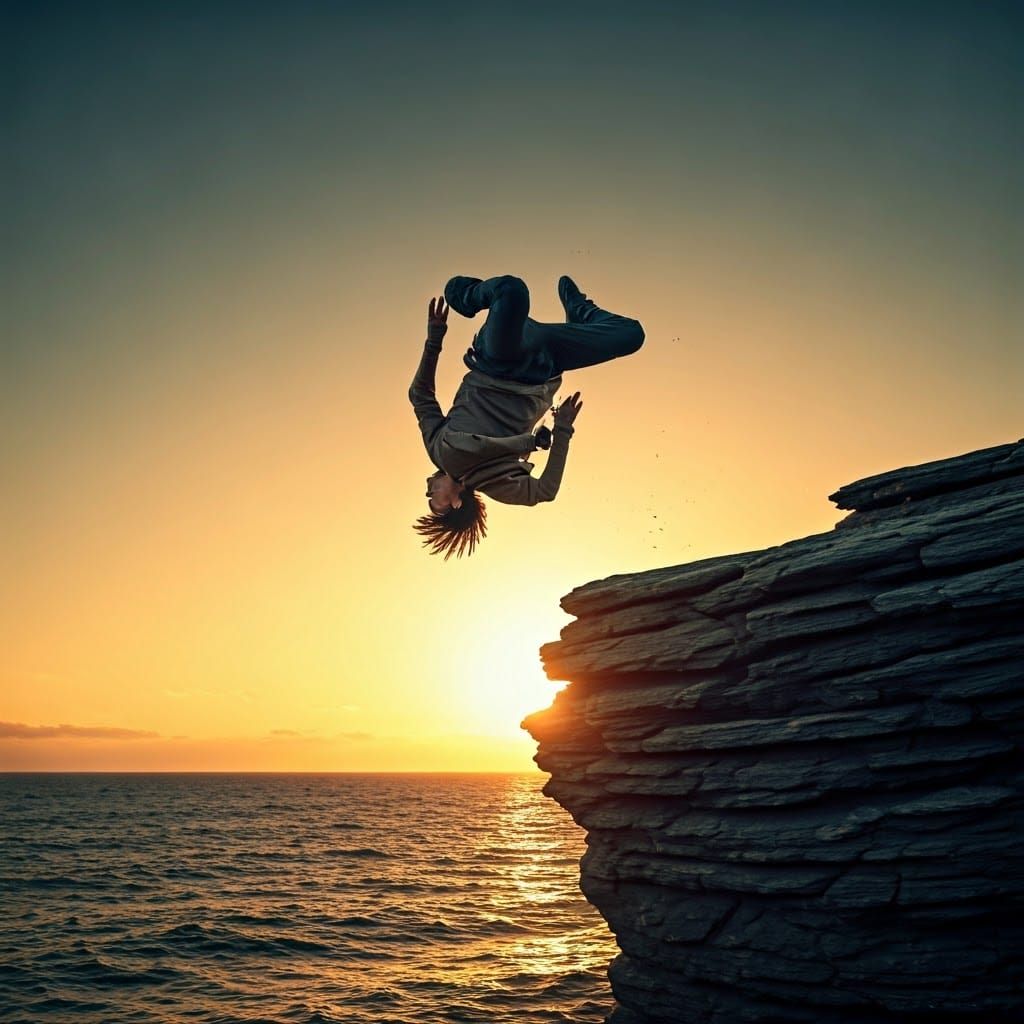 Athlete's Sunset Backflip in Cinematic Style