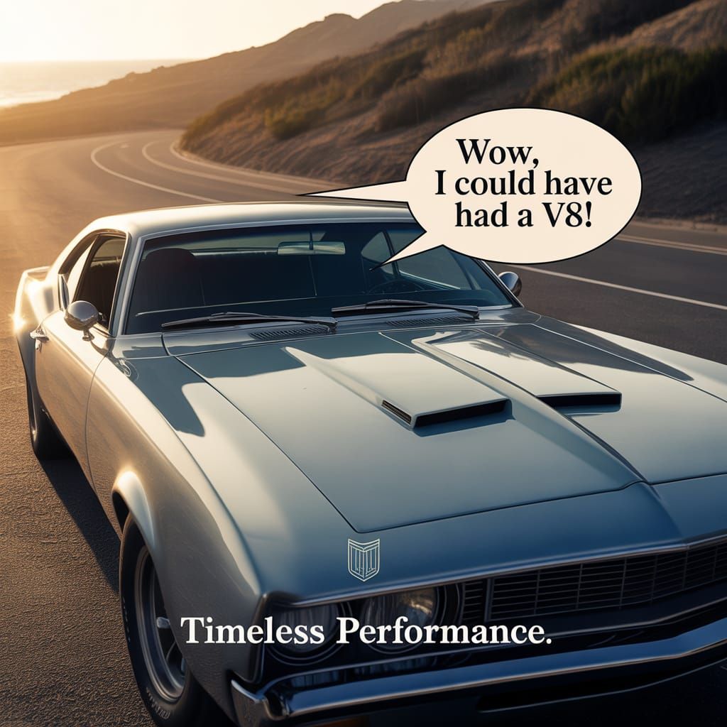 Vintage Muscle Car Ad on Coastal Highway