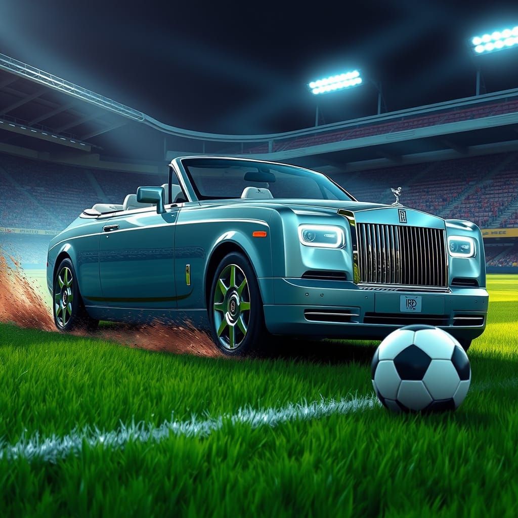 Rolls Royce Speeds onto Soccer Stadium Field