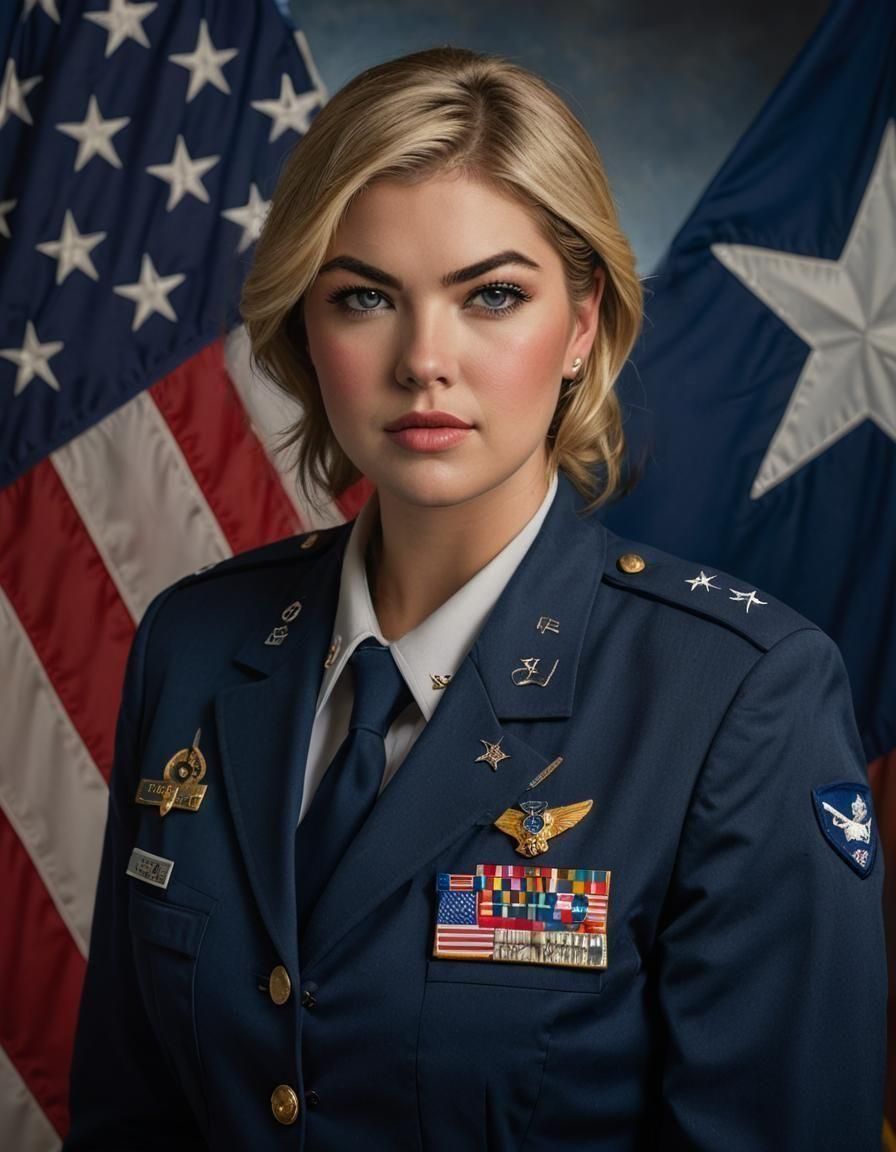 Woman in US Air Force Uniform Stands Proudly