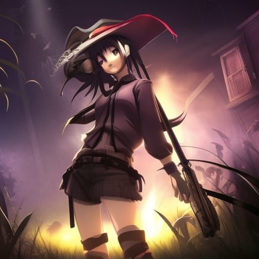 Anime Billboard in Zombie Apocalypse, 3D Render