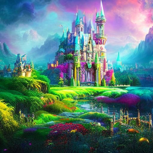 Colorful Magical Fantasy Landscape Digital Matte Painting