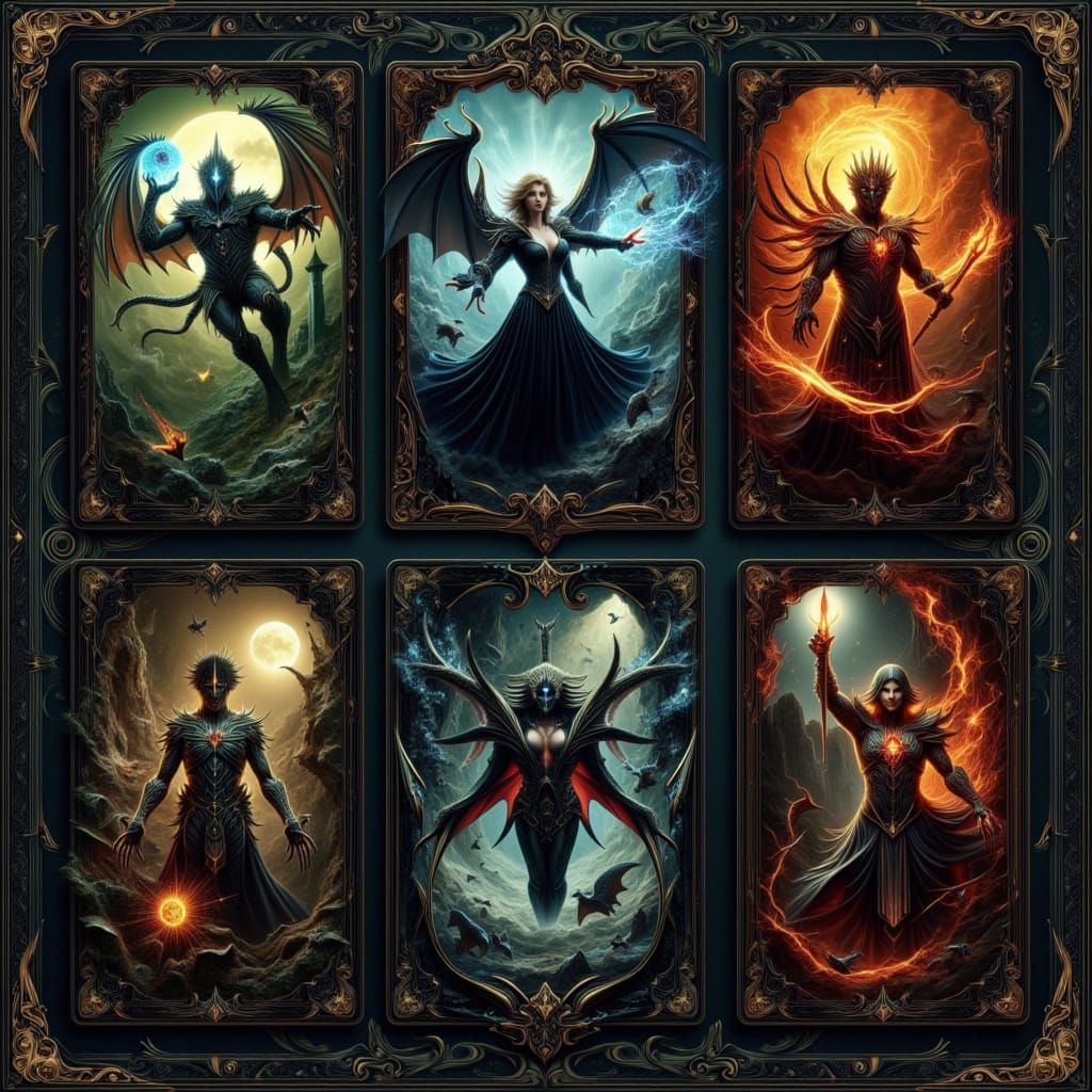 a trading card deck featuring the Fallen, those dark and pow...