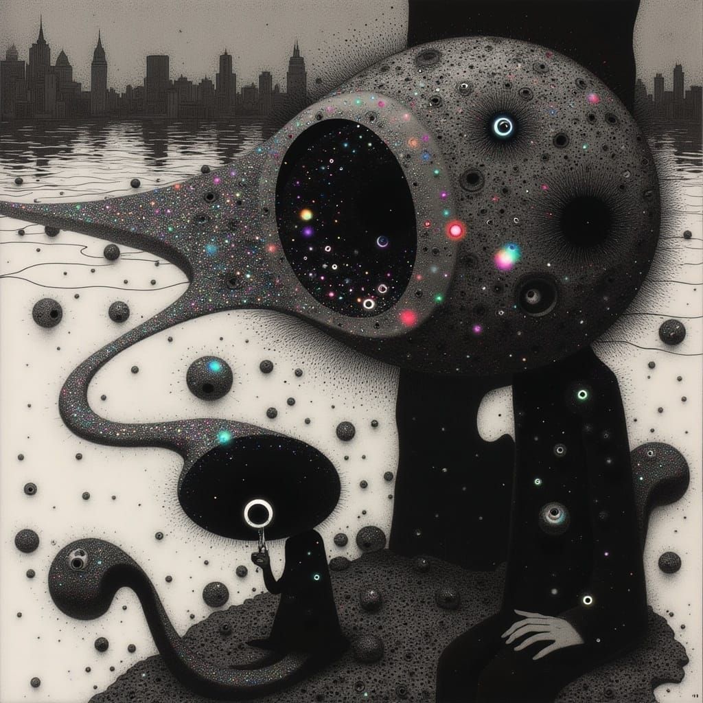 Blacktone Realism: Glitch Art Beauty Display