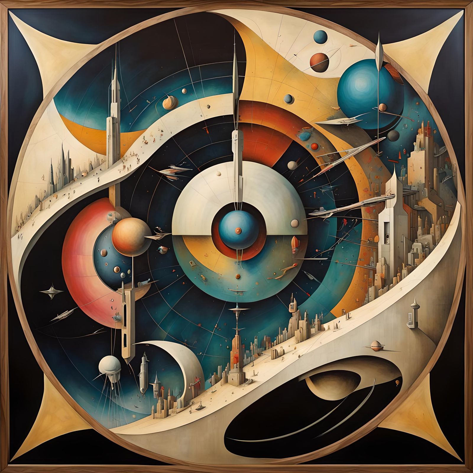 Colorful Mural Painting in Art Deco Style